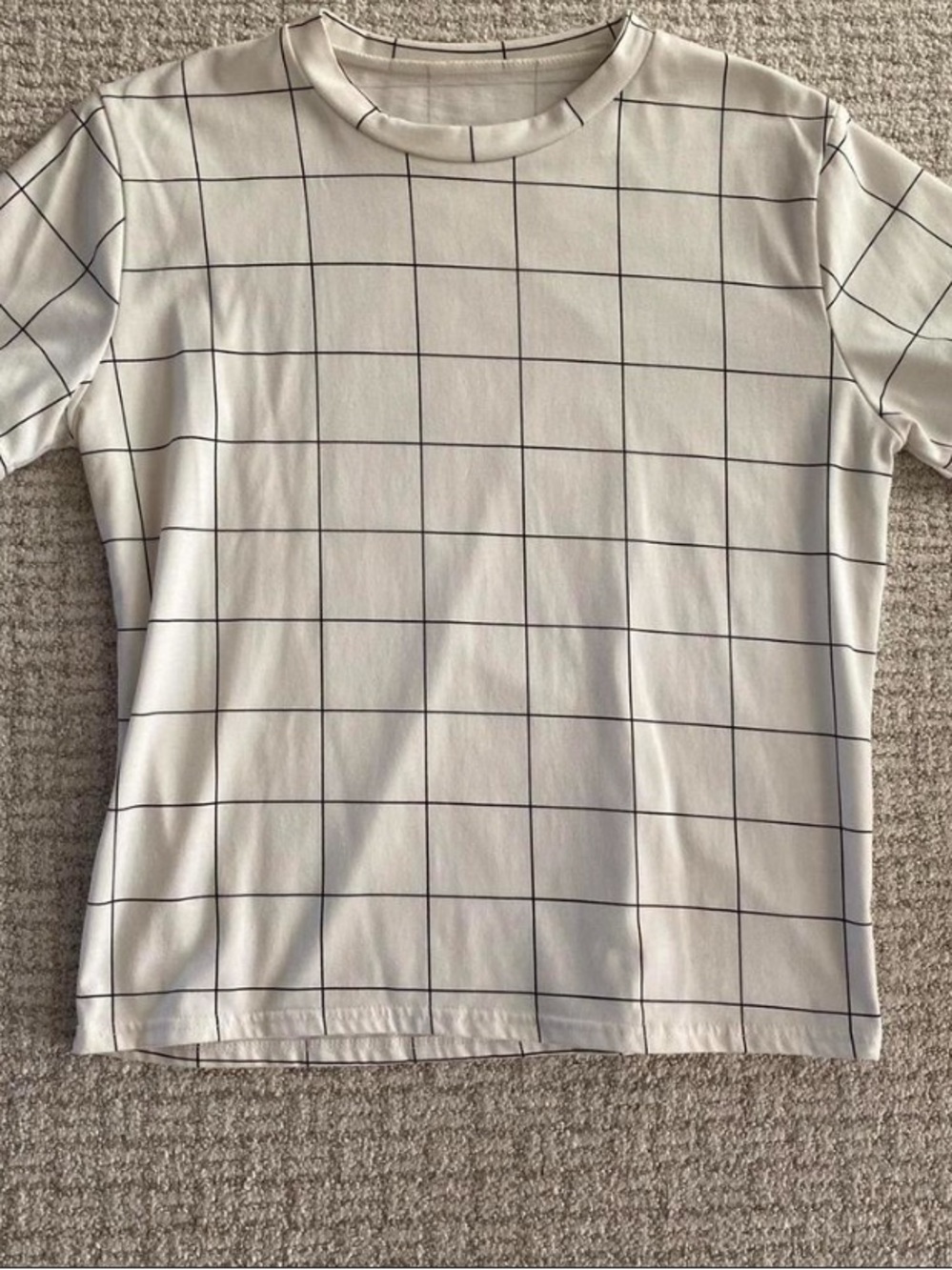 Women's White Grid Short Sleeve Top